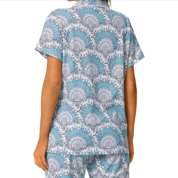 Women's Pajamas Set Button Down Short Sleeve Tugege Capri Sleepwear Sz M - Picture 4 of 13